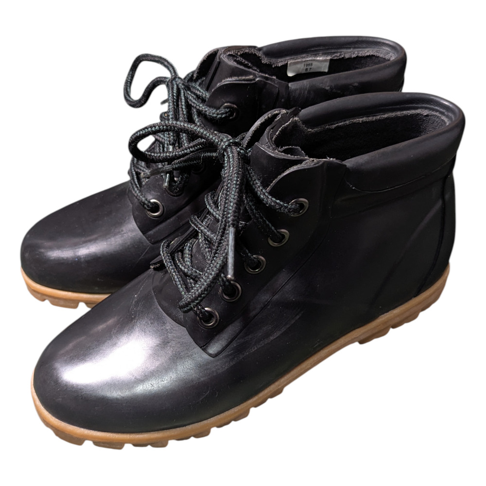 Lands' End - Women's Lace-Up Rubber Boots - Size 6 - Black- Great Condition